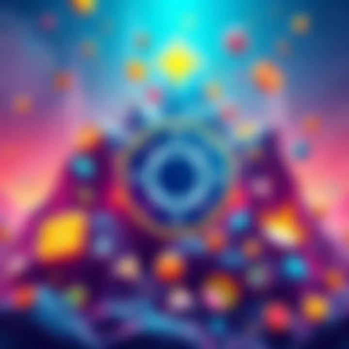 Illustration showing the Cosmos SDK logo surrounded by symbols of commodities and assets, representing RWA projects like Ondo and Figure.