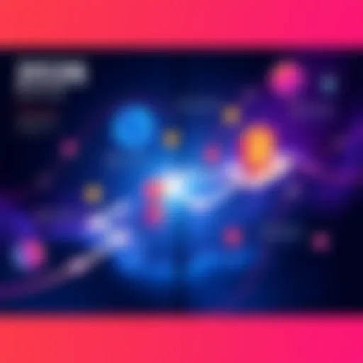 Illustration showing a roadmap with key milestones and symbols representing blockchain technology and innovation in the Cosmos ecosystem