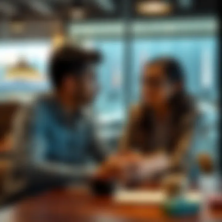 A man and woman sitting at a table, having a serious conversation about financial concerns and future plans.