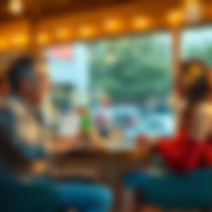 A couple enjoying a casual date at a café, discussing their experiences dating women with specific body sizes, with smiling faces and a warm atmosphere.