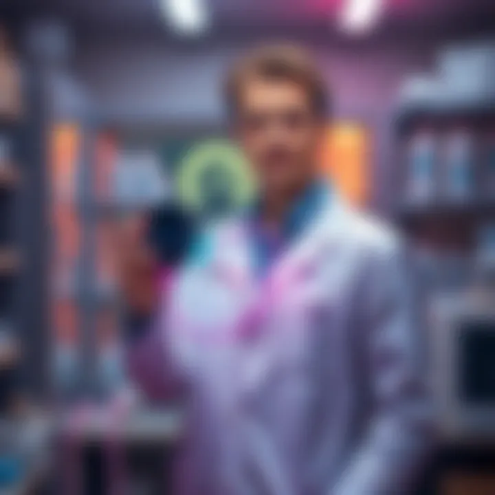 Craig stands in a lab, showcasing a device symbolizing vibe coding, with colorful waves representing communication technology.