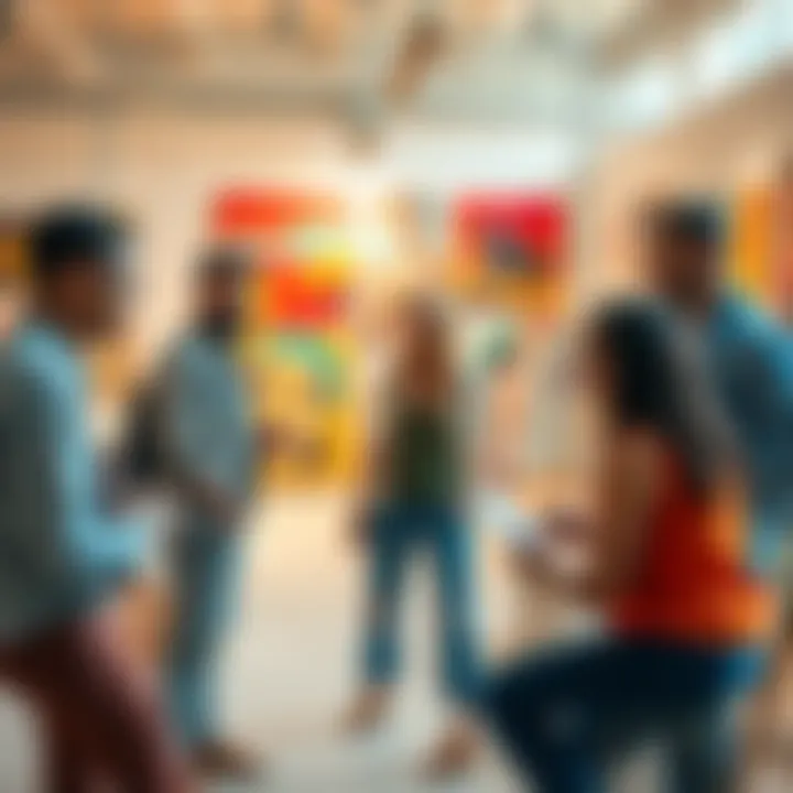 Creative Team Collaboration A group of diverse artists brainstorming ideas for an art gallery expansion in a bright studio
