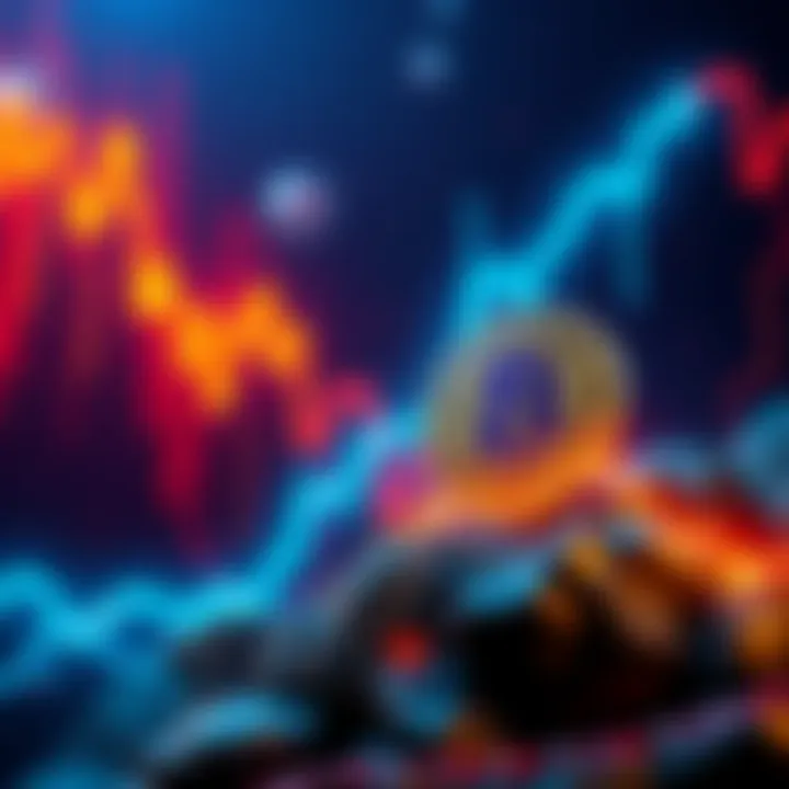 Visualization of Cro cryptocurrency showing upward trend against a backdrop of a declining crypto market, symbolizing its strength and resilience.