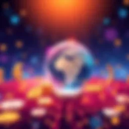 A digital illustration showing traditional finance merging with blockchain technology for global payments, featuring a globe and currency symbols