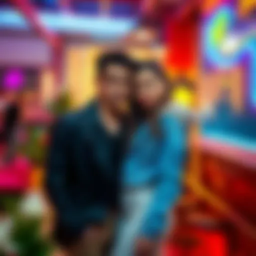 Cruz and Josie posing together in a vibrant setting, showcasing their unique fashion style and chemistry during the photoshoot.