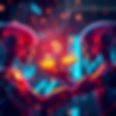A digital representation of AI entities exchanging cryptocurrencies, symbolizing AI-to-AI and AI-to-Business payments.