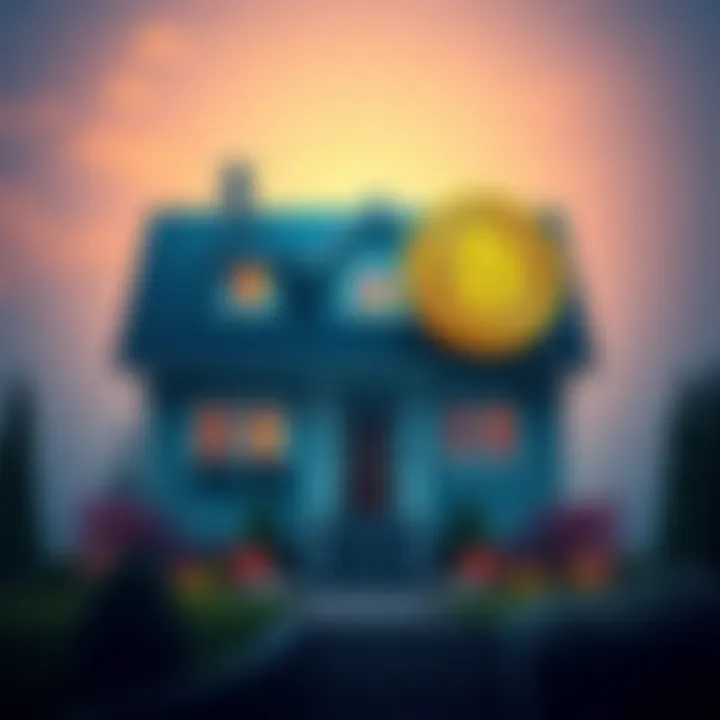 A house with a digital coin representing cryptocurrency, symbolizing the new partnership between Coinbase and Fannie Mae for mortgages.