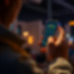 A person looking at a smartphone displaying cryptocurrency apps and charts