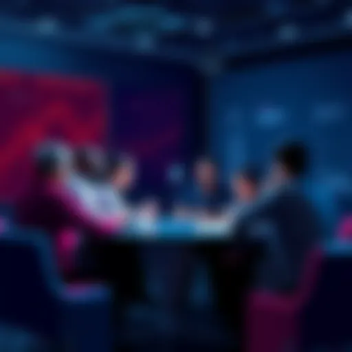 A group of people gathered around a table sharing ideas about DeFi and Ethereum trends