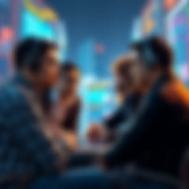 Crypto Founders Discussing Insights A group of crypto founders engaging in discussions on forums, sharing valuable insights and ideas.