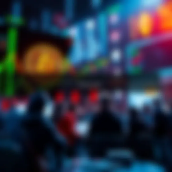 A graphic showing rising Bitcoin and Ethereum prices with people discussing investment strategies online.