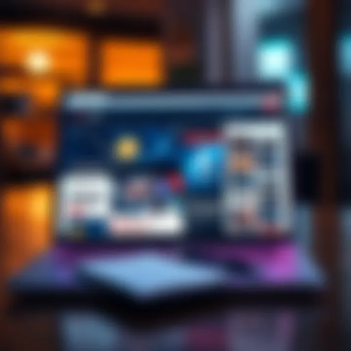 A laptop displaying various cryptocurrency news websites, with a notepad and pen beside it.