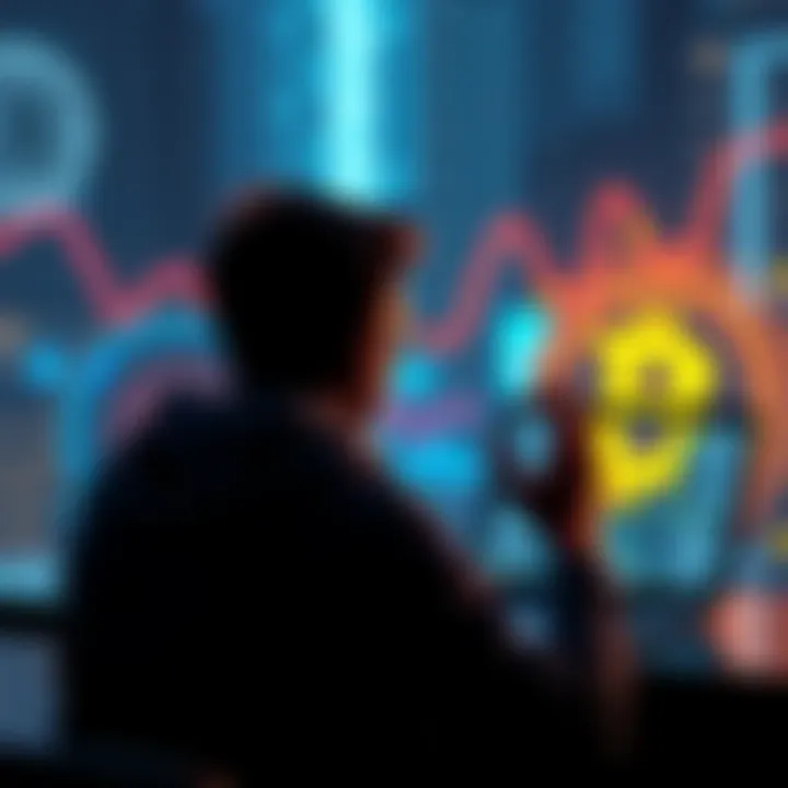 Platforms for Crypto Trust A person reflecting on trusted crypto platforms with a laptop and Bitcoin symbol in the background