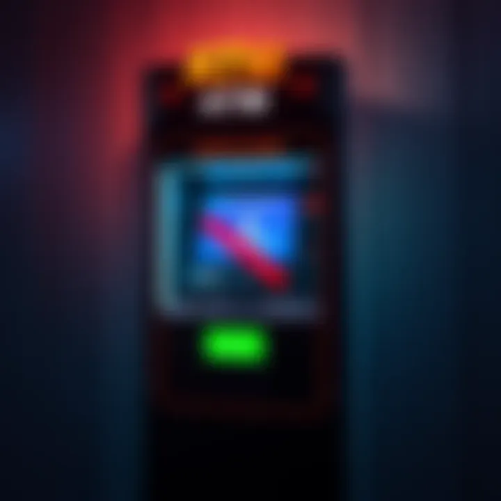 A crypto ATM with a ban sign in front, representing the upcoming ban in Delaware and New Jersey