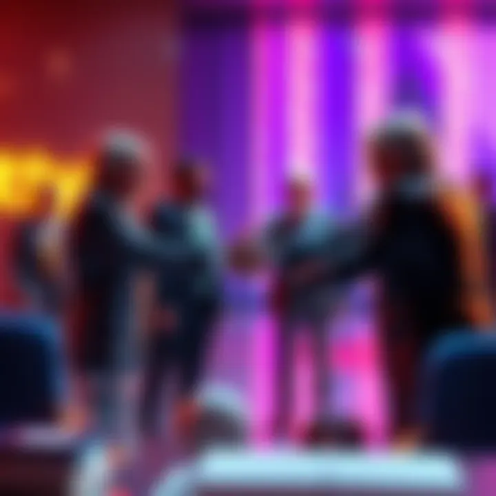 Representatives from crypto banks shake hands over stablecoin regulations during CLARITY Act discussions.