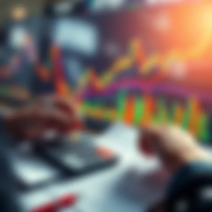 A person analyzing cryptocurrency charts with a calculator and notes, representing the decision to borrow against crypto assets.