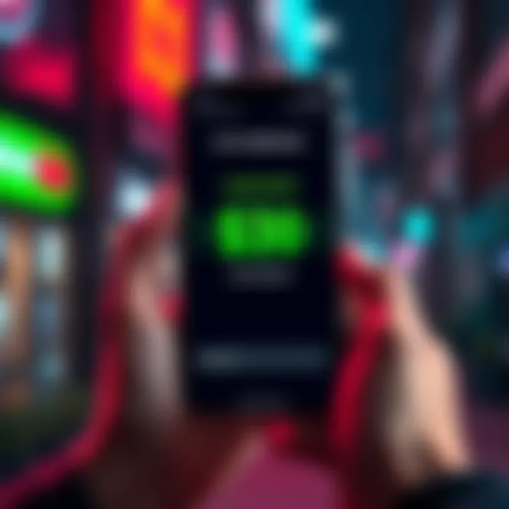 Person holding a smartphone displaying a $30 crypto bucks offer with a comment box open below for location input.