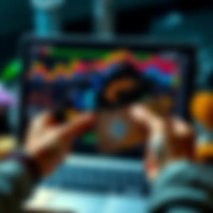 Crypto Cards Comparison A person holding various cryptocurrency cards with a laptop and charts in the background, illustrating the comparison of different crypto cards and their features.