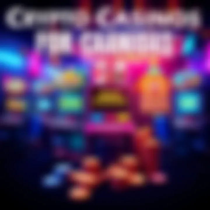 A collage of popular crypto casino platforms accessible to Canadian players, featuring vibrant graphics of slot machines and chips.