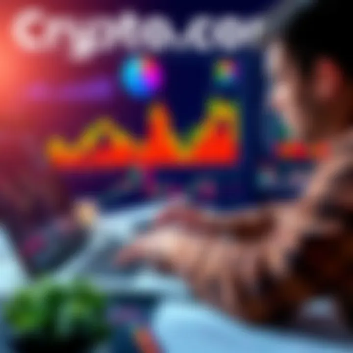 A person reviewing cryptocurrency investments on a laptop with financial charts and retirement plans in the background.