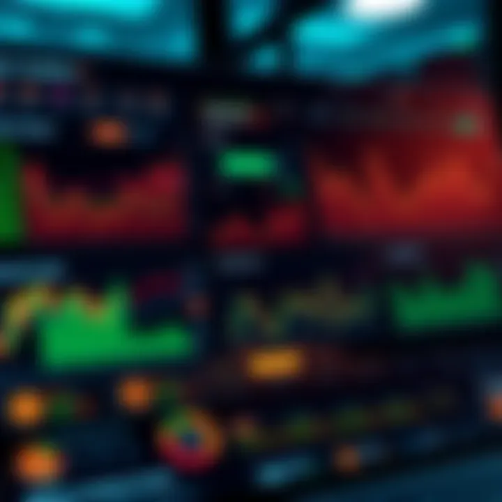 A digital interface showing charts and tools for tracking cryptocurrency market data and profits.
