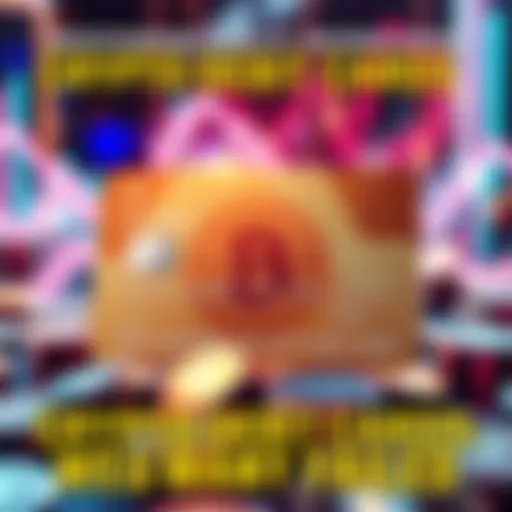 A visual representation of a crypto debit card with digital currency symbols, showcasing its features and benefits for users.