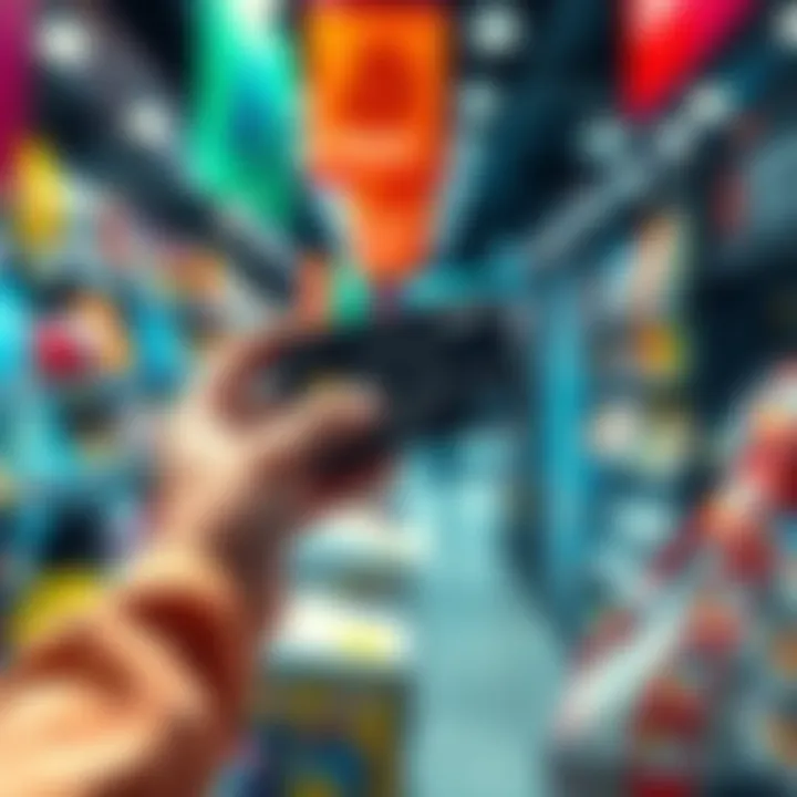 A person holding a crypto debit card while making a purchase at a store.