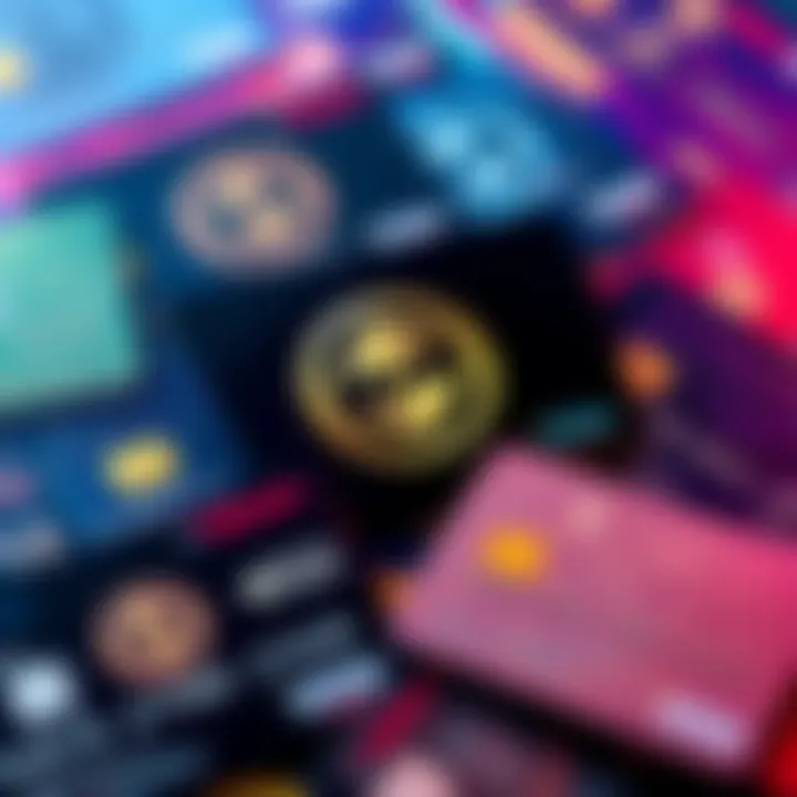 A collection of crypto debit cards displayed with the USDC logo, showcasing multiple virtual card options for easy payments.