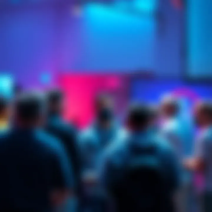 A group of people discussing cryptocurrency trends and tips at a forum, emphasizing conversation and caution against scams.