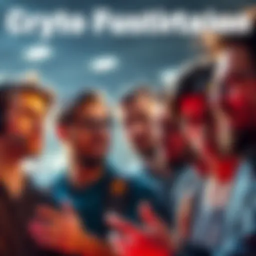 A group of frustrated crypto enthusiasts discussing their investment challenges, with expressions of concern and doubt on their faces.