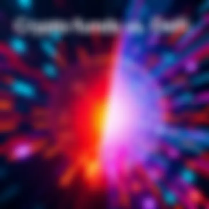 Crypto Funds vs. DeFi A visual comparison showing the speed differences between crypto funds and DeFi platforms, with a clock symbolizing delays in crypto funds and fast-moving digital elements representing DeFi.