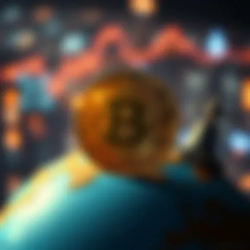 A cryptocurrency symbol placed on a globe, representing the global impact of crypto during geopolitical tensions