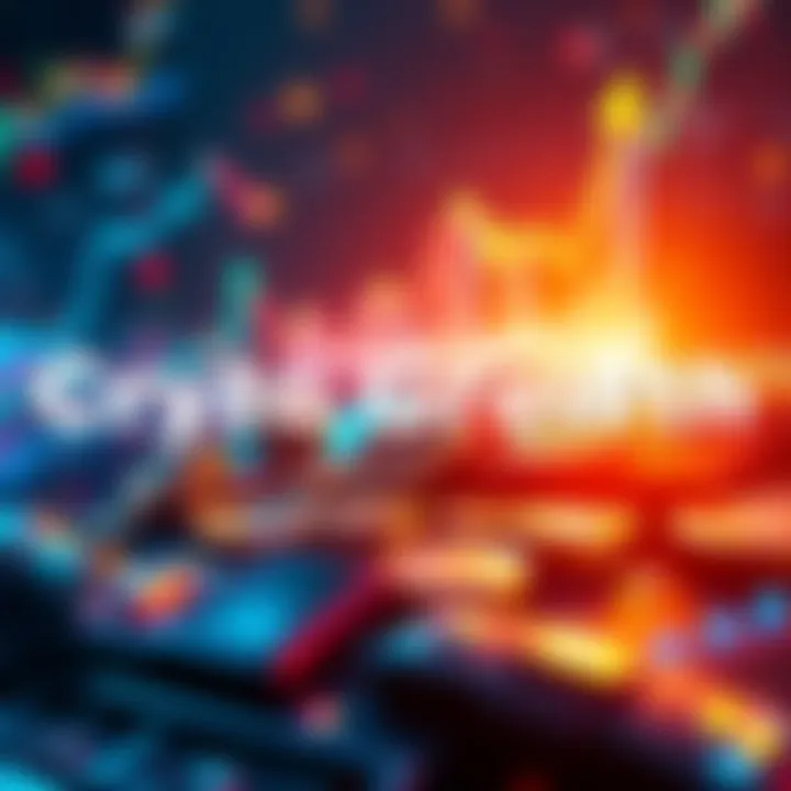 A graphic showing rising cryptocurrency charts with various coins and digital wallets, symbolizing growth in the crypto market.