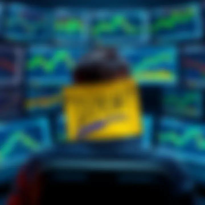 Crypto Guidance Fail A confused person looking at multiple screens with cryptocurrency charts and a 'DYOR' slogan written on a sticky note, representing the challenges beginners face in the crypto space.