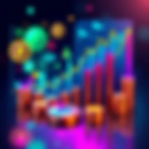 A graphic showing various cryptocurrency symbols, stacks of coins, and charts indicating rising interest rates, symbolizing earning potential on crypto investments.