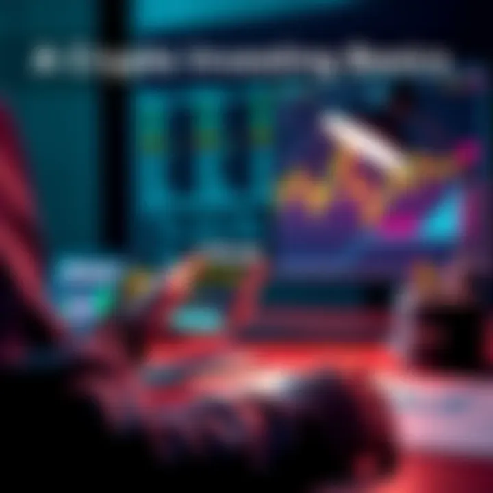 A beginner holding a smartphone displaying cryptocurrency values while sitting at a desk with a cold wallet and charts, symbolizing the start of crypto investing.
