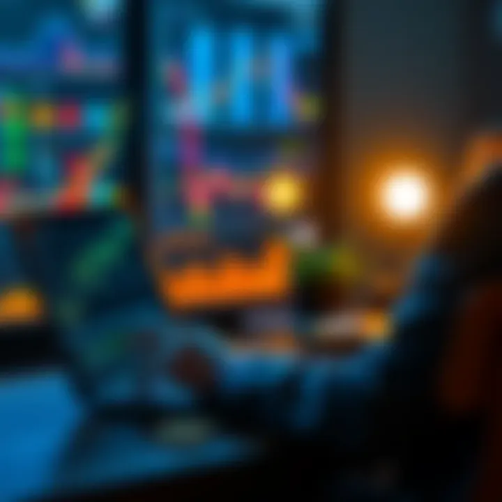 A person analyzing cryptocurrency charts on a laptop while considering when to take profits from their investment.