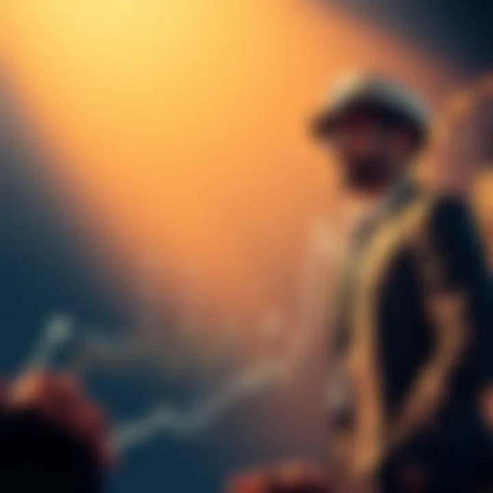 A graph showing the sharp rise in cryptocurrency values with a confident investor looking on.