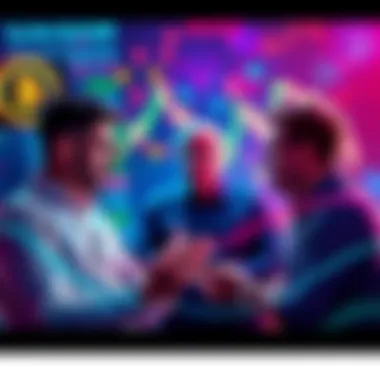 A group of experienced investors discussing strategies during a crypto market crash, surrounded by charts and digital currency symbols.