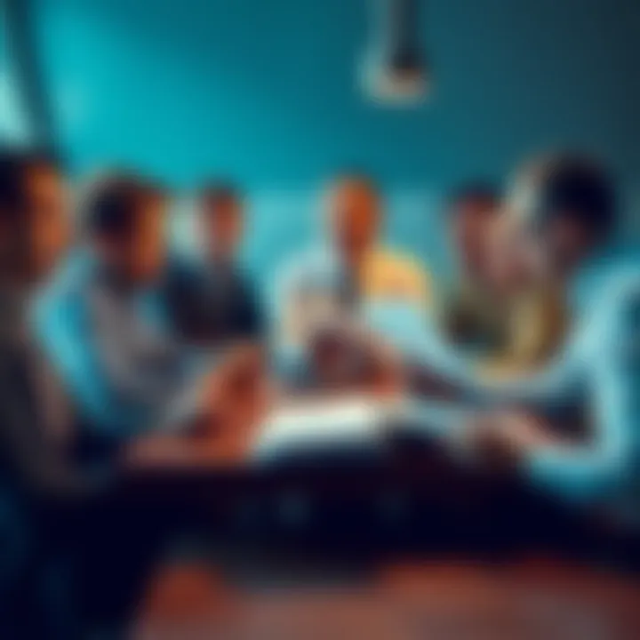 A group of stressed cryptocurrency investors sitting around a table filled with tax documents and calculators, showing expressions of confusion and frustration.