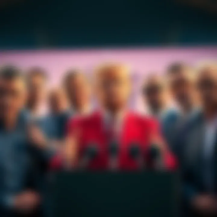 Group of crypto industry leaders expressing disapproval of Donald Trump during a press conference