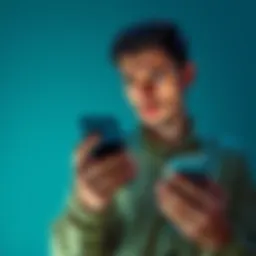 A person looking frustrated while holding a smartphone and an Ellipal wallet, symbolizing a loss in cryptocurrency due to QR code issues