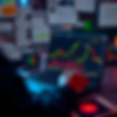 A person reviewing cryptocurrency charts and data on a laptop, surrounded by news articles and social media notifications.