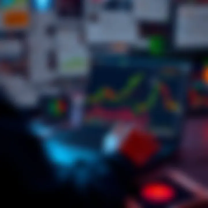 A person reviewing cryptocurrency charts and data on a laptop, surrounded by news articles and social media notifications.