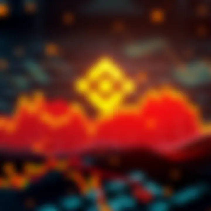 Chart showing a significant decline in cryptocurrency values with Binance logo in the background