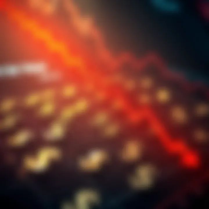 A graphic showing a downward trend in cryptocurrency values with dollar signs fading away, symbolizing loss of wealth.