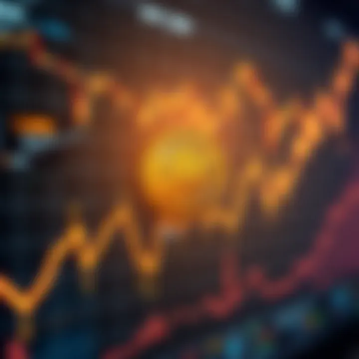 A graph showing a rising trend in cryptocurrency value with Bitcoin logo prominently displayed