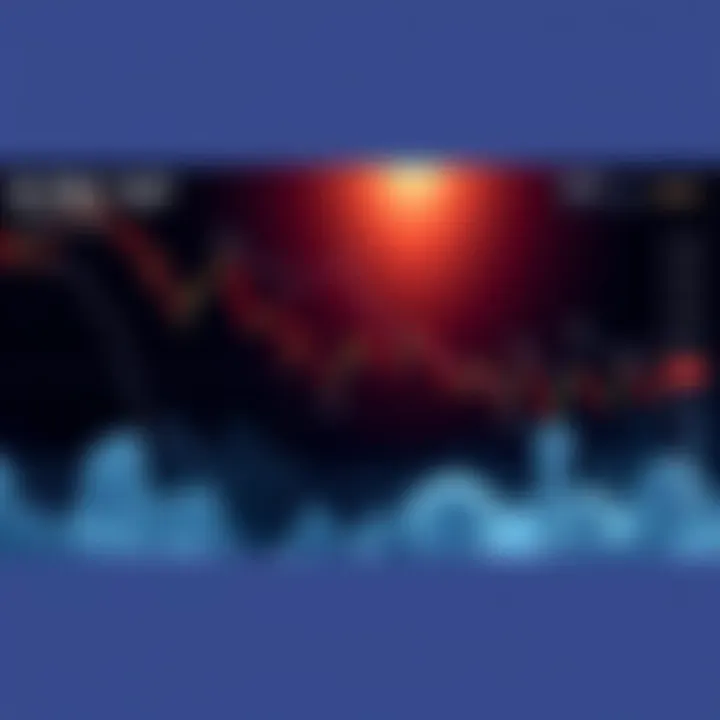 A dramatic chart showing a steep decline in cryptocurrency prices, with indicators of significant liquidations highlighted, reflecting market volatility.