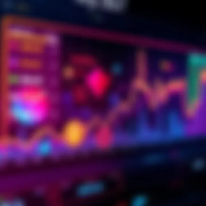 Graph showing rising prices of major cryptocurrencies with vibrant colors and upward trends