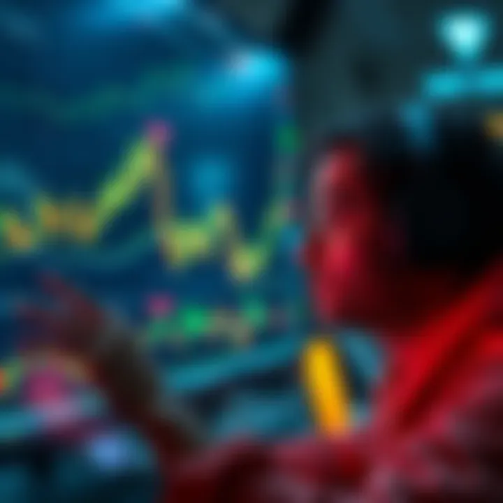 A trader anxiously looks at crypto charts on a computer screen, reflecting the emotions of FOMO and relief rallies in the market.